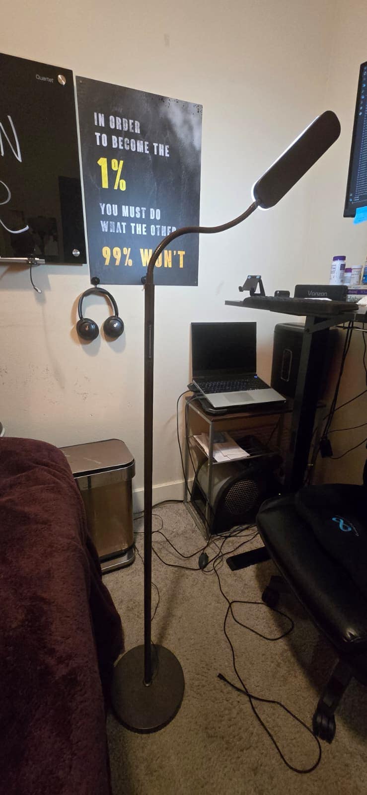 LED reading floor lamp with remote (dimmable, warm-to-cool)