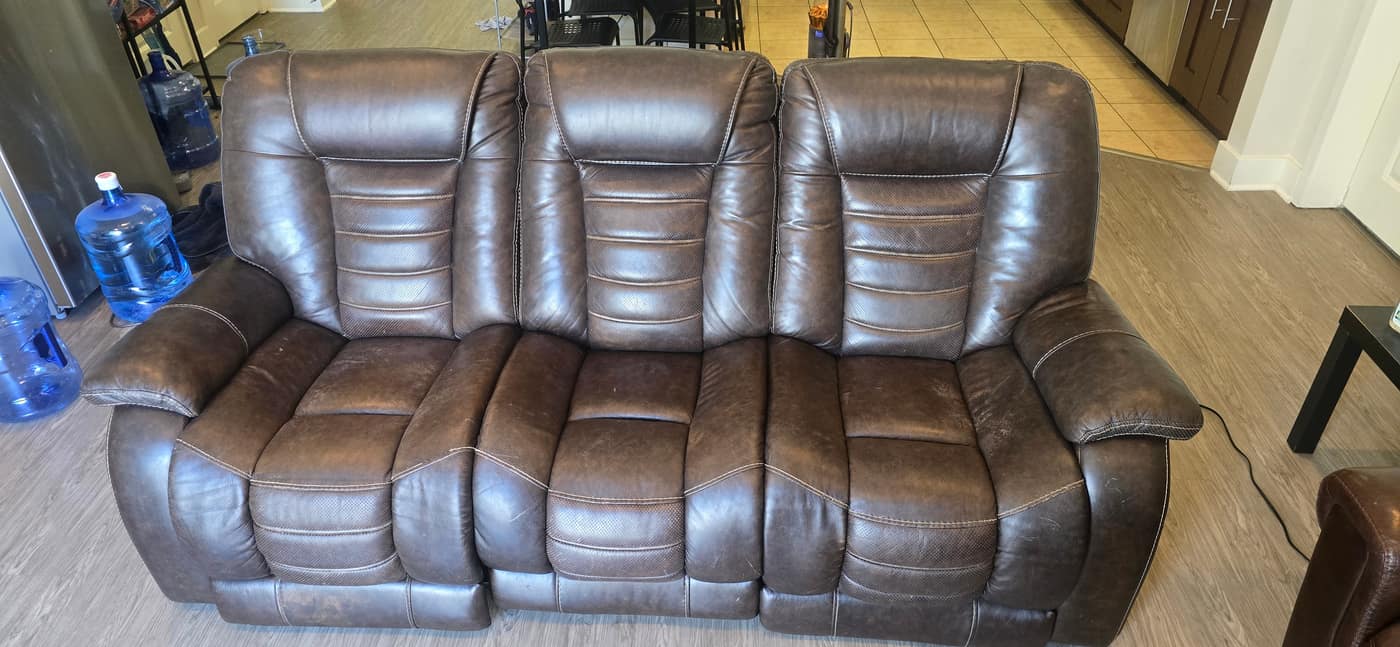 Brown power reclining sofa