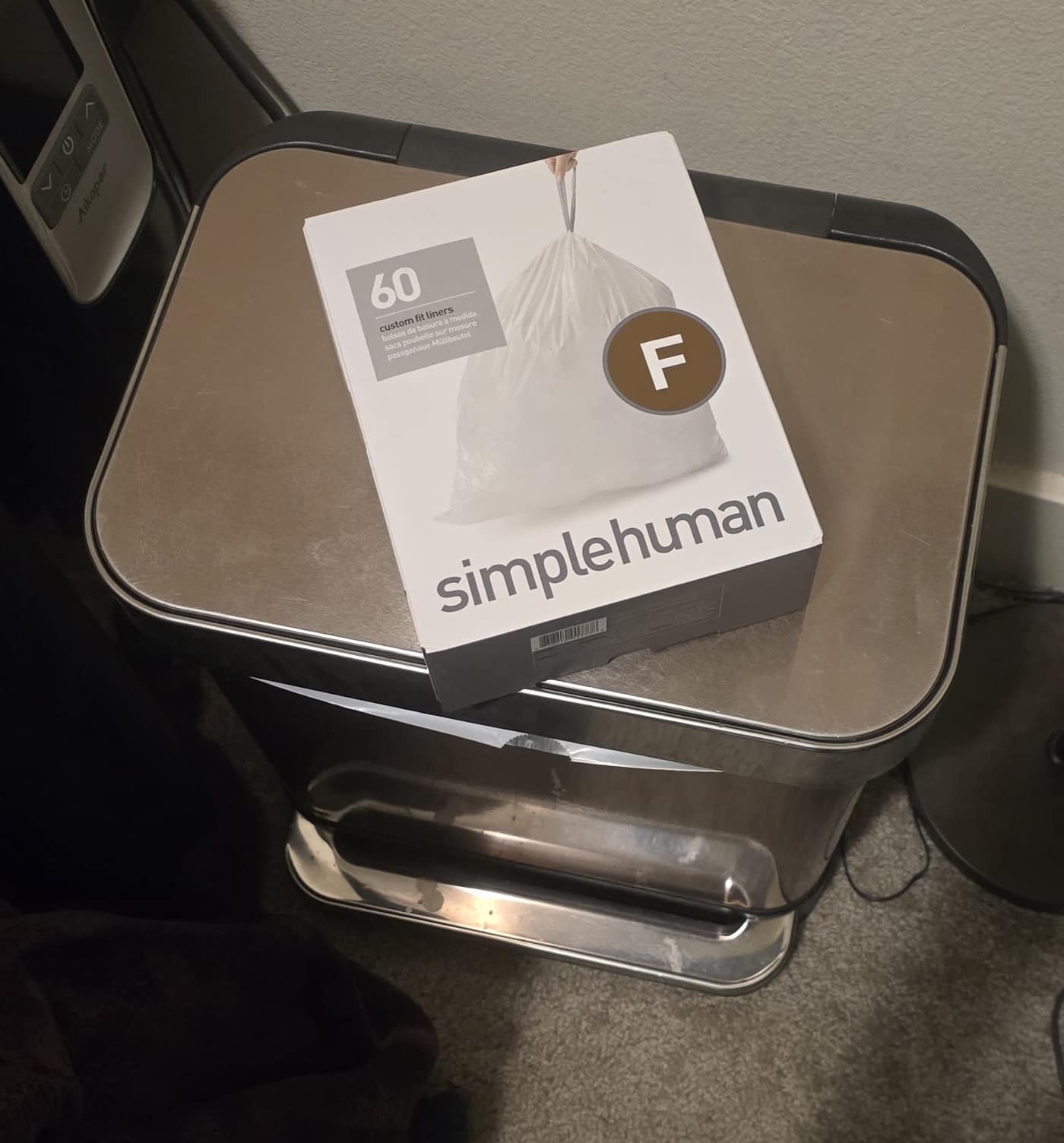 simplehuman stainless step trash can + new box of liners